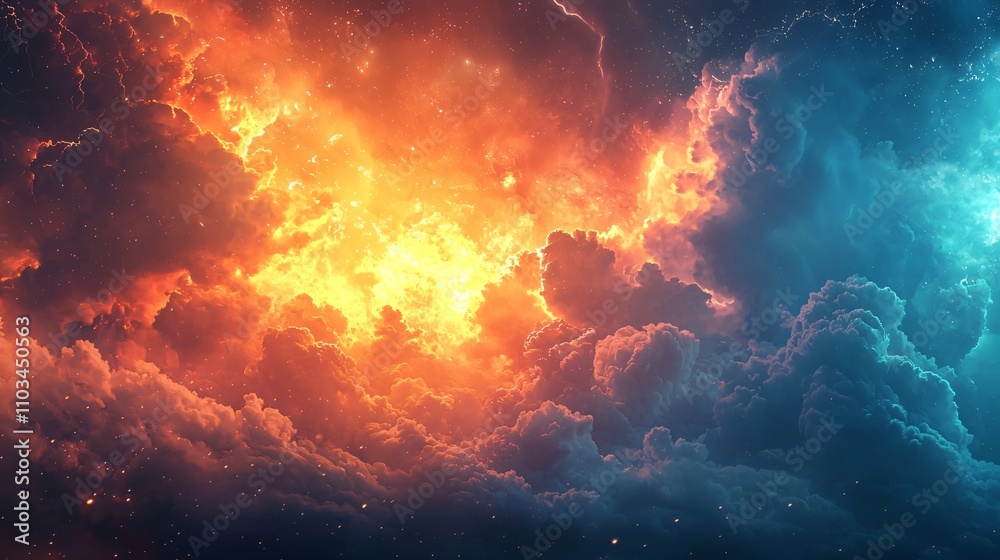 Fiery Teal Cosmic Cloudscape Abstract Fantasy Space Background Fiery Teal Cosmic Cloudscape Abstract Fantasy Space Background