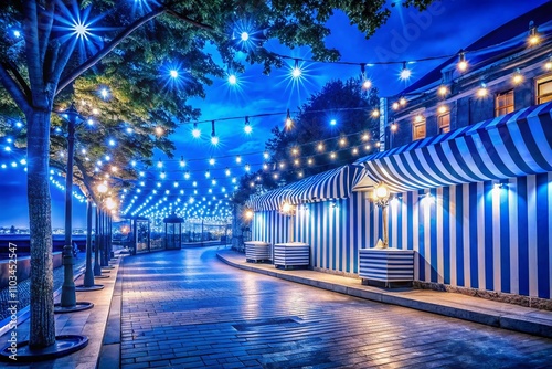 Captivating Night Photography with Blue and White Striped Background Creating a Dreamy Atmosphere Ideal for Art Displays, Websites, and Creative Projects photo