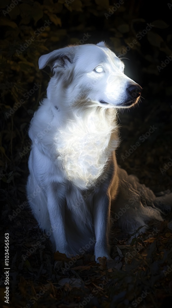 Fototapeta premium Ghostly Apparition of a Canine Photograph of a Spectral Canine with Ethereal Glow