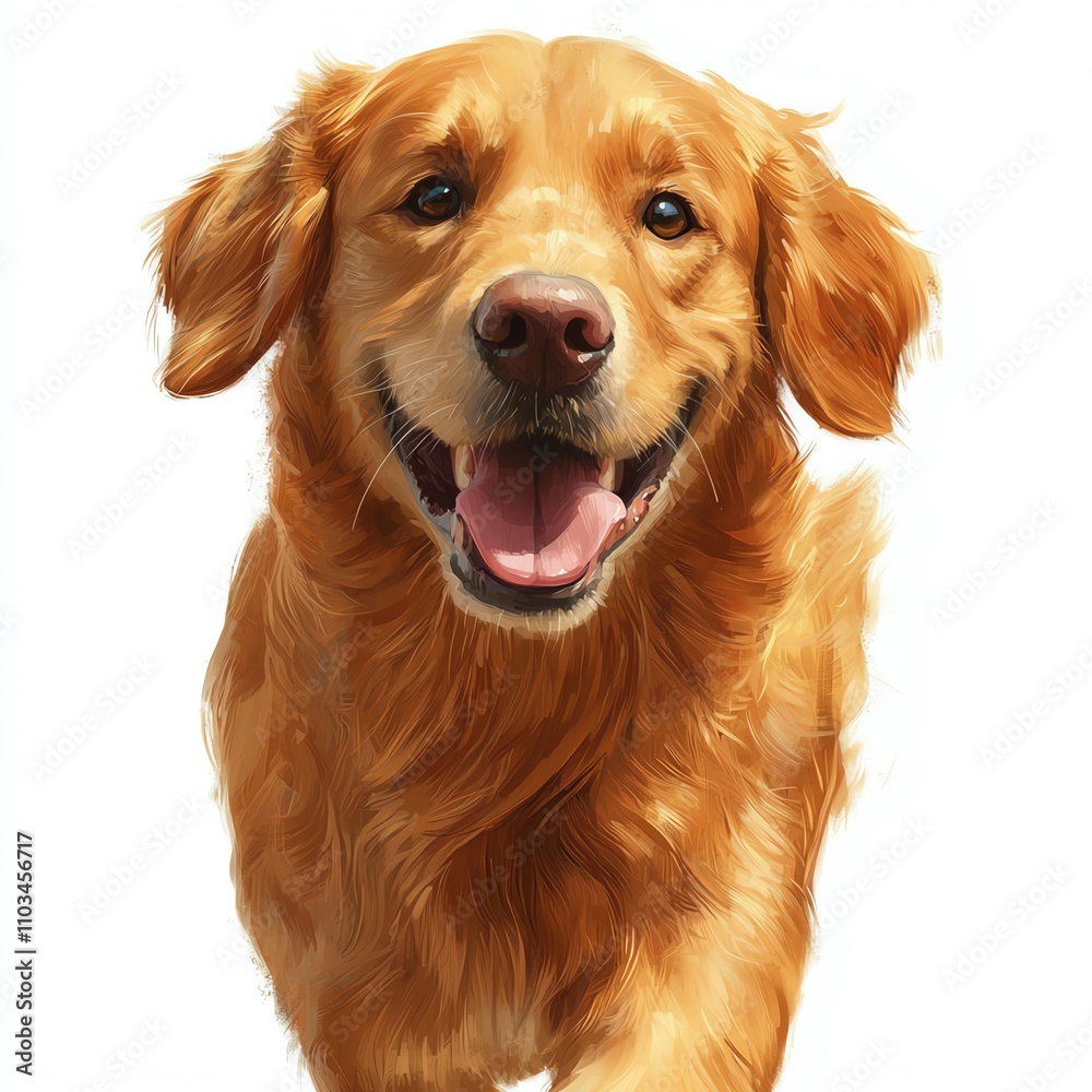 A cheerful golden retriever with a bright smile, showcasing its friendly and playful nature. A cheerful golden retriever with a bright smile, showcasing its friendly and playful nature.