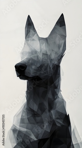 Ethereal Canine Apparition   Captivating Geometric Abstract Composition