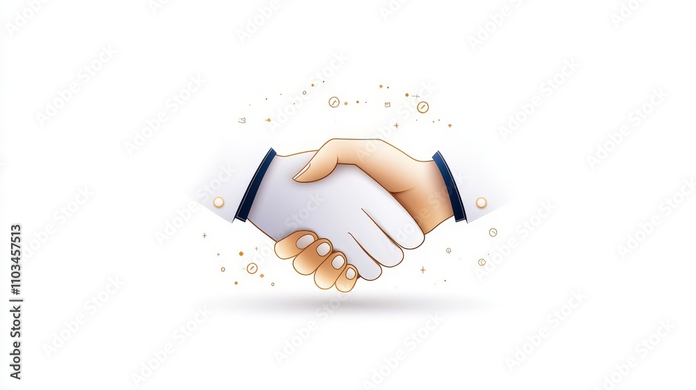 Flat line illustration of a handshake symbol, highlighting the concepts of friendship, partnership, and agreement. Simple, minimalistic design with clear outlines and strokes. Perfect for corporate Flat line illustration of a handshake symbol, highlighting the concepts of friendship, partnership, and agreement. Simple, minimalistic design with clear outlines and strokes. Perfect for corporate