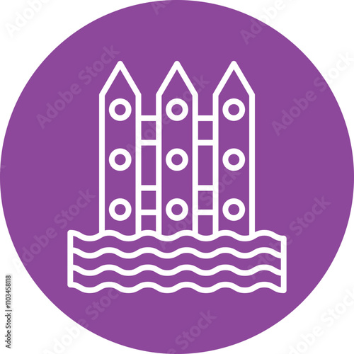 Beach Fence line circle icon