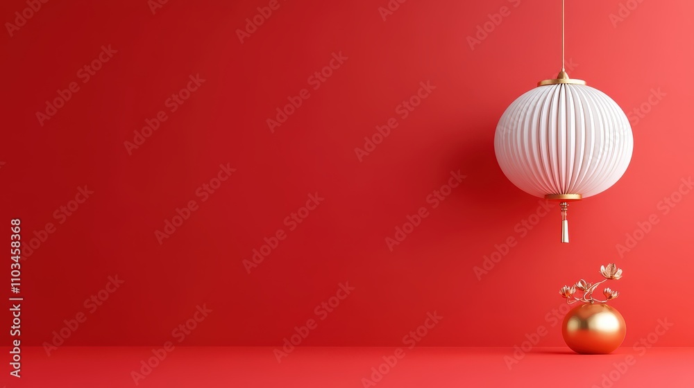 Chinese lanterns with subtle golden highlights, hanging gracefully against a vibrant red background, ideal for a New Year banner. Chinese lanterns with subtle golden highlights, hanging gracefully against a vibrant red background, ideal for a New Year banner.