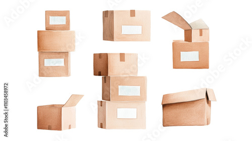 Watercolor Illustration of Cardboard Boxes