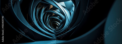 Abstract Blue Paper Waves: A Sculptural Fusion of Design and Technology photo