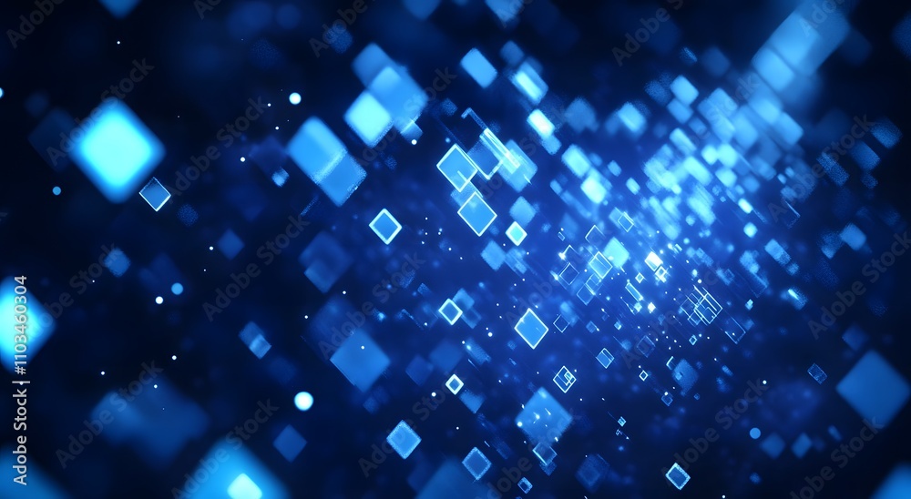 Blue digital background with bright light patterns and pixelated shapes. This dynamic design creates energy and vitality. Concept of approval, success and technology. Blue digital background with bright light patterns and pixelated shapes. This dynamic design creates energy and vitality. Concept of approval, success and technology.