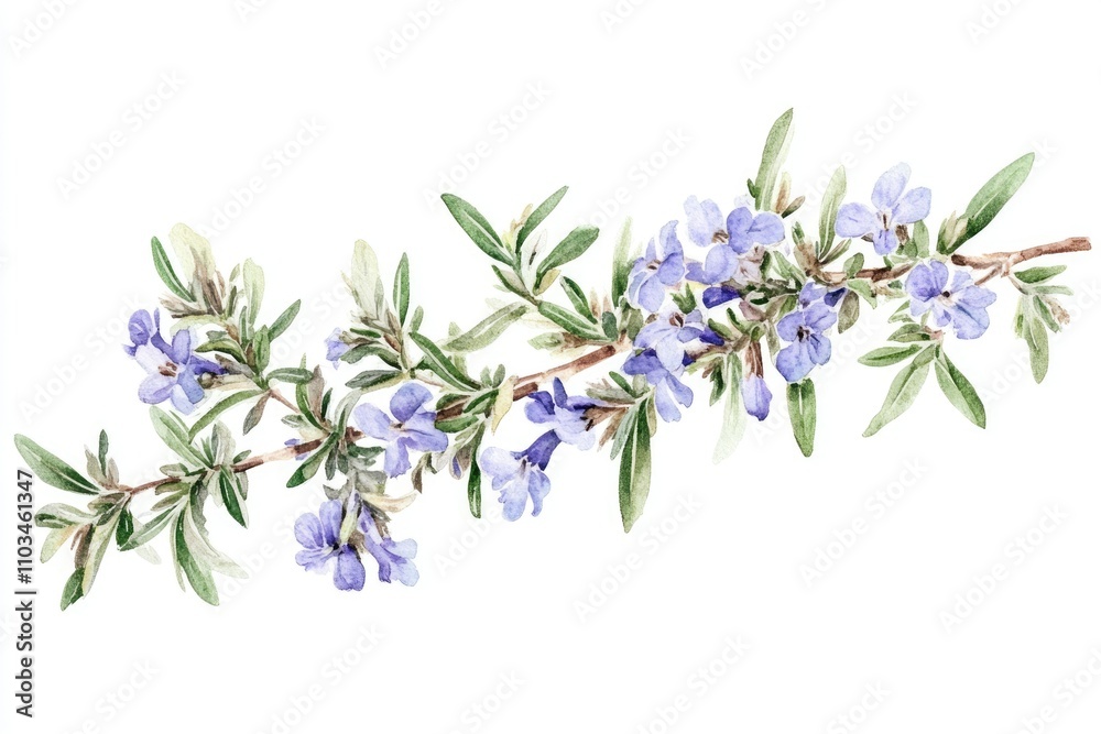 custom made wallpaper toronto digitalFresh Rosemary Herb. Watercolor Illustration of Organic Herb Twig on White Background