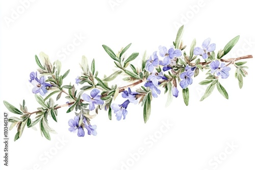 Wallpaper Mural Fresh Rosemary Herb. Watercolor Illustration of Organic Herb Twig on White Background Torontodigital.ca