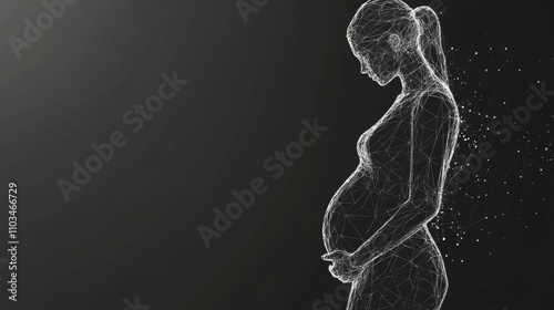 Pregnancy low poly wireframe illustration