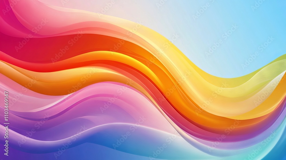 Vibrant abstract rainbow wave background illustration with colorful flowing patterns and gradient effects Vibrant abstract rainbow wave background illustration with colorful flowing patterns and gradient effects