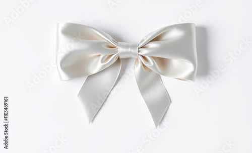 An elegant silver satin bow glistens on a pristine white backdrop leaving ample empty space for additional imagery birthday backdrop party anniversary banner design 