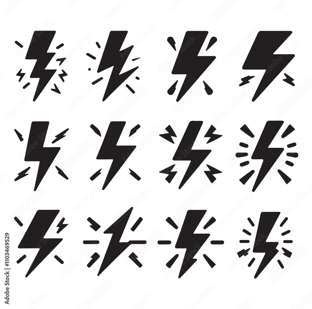 Lightning bolt silhouette vector illustration Lightning bolt silhouette vector illustration