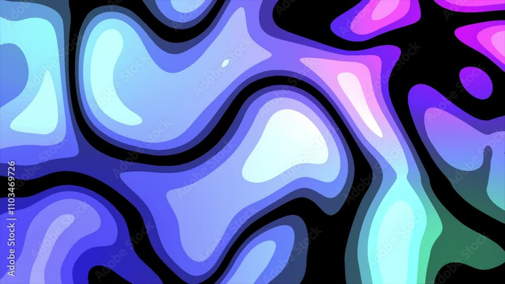 Light sensitive liquid color and light beams combine in wavy flowing patterns background .