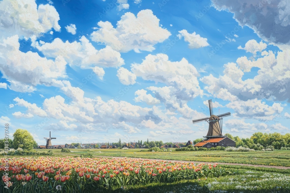 Captivating springtime experience dutch tulip fields and windmills netherlands landscape photography vibrant scenery nature's beauty Captivating springtime experience dutch tulip fields and windmills netherlands landscape photography vibrant scenery nature's beauty
