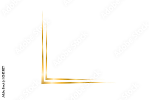 Gold line corner border. Golden edge isolated on transparent background. template, mockup for text, cards, Wedding Invitations, Certificates, Greeting, wedding frames. Corner decoration PNG, Cut out