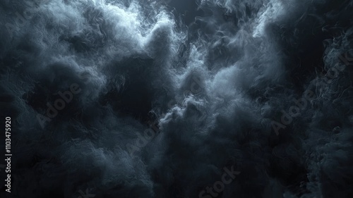 Abstract swirling white smoke in dark blue