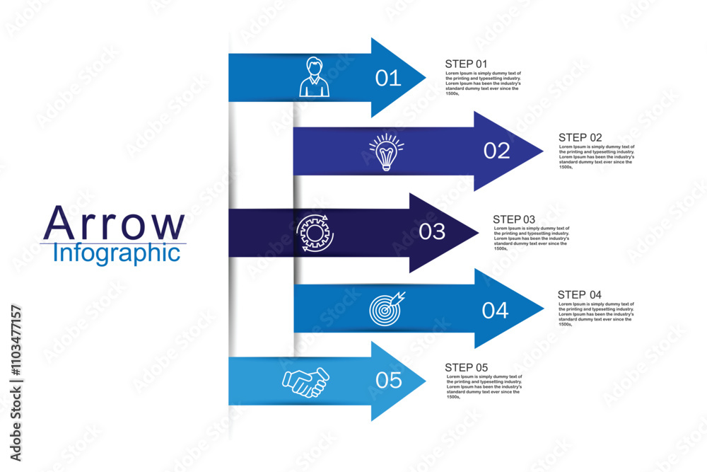 Vector infographic arrow template with 5 steps. Can be used for web ...