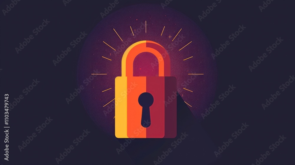 A stylized padlock with rays of light, symbolizing security and protection. A stylized padlock with rays of light, symbolizing security and protection.