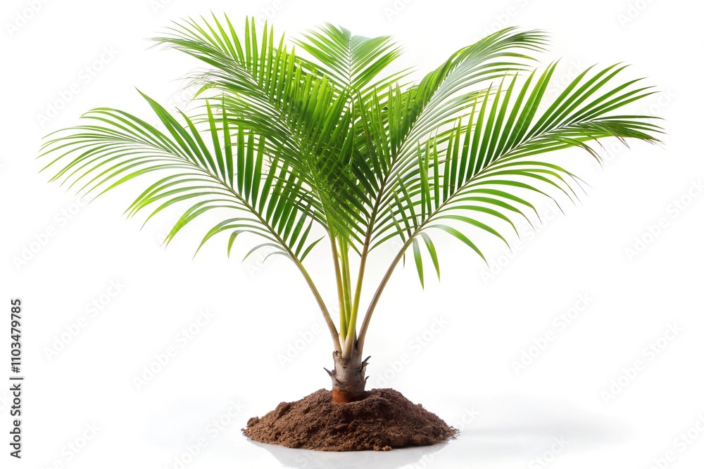Young palm tree on white background Young palm tree on white background