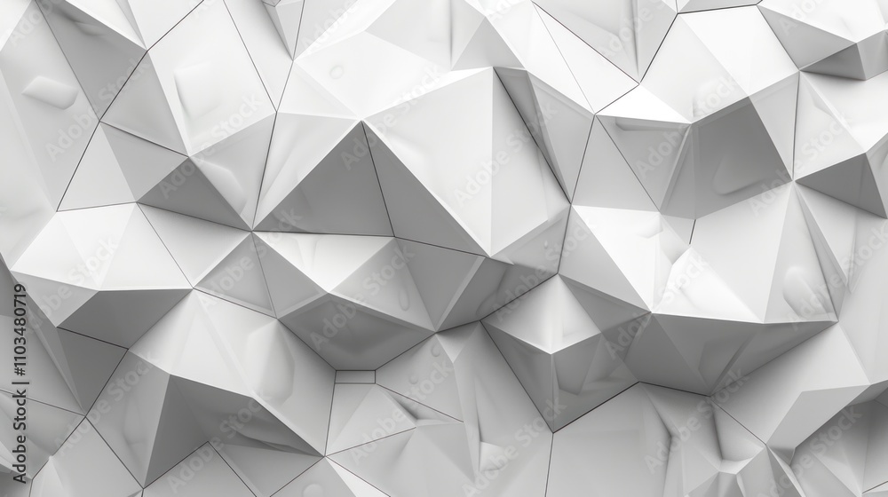 Abstract geometric pattern featuring a white, faceted surface with a 3D appearance. Abstract geometric pattern featuring a white, faceted surface with a 3D appearance.