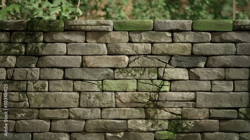 High-Definition Stone Wall Texture with Cracks, Moss, and Natural Earthy Elements