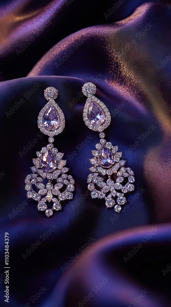 Sparkling Diamond Earrings - Luxury Jewelry Accessory Sparkling Diamond Earrings - Luxury Jewelry Accessory