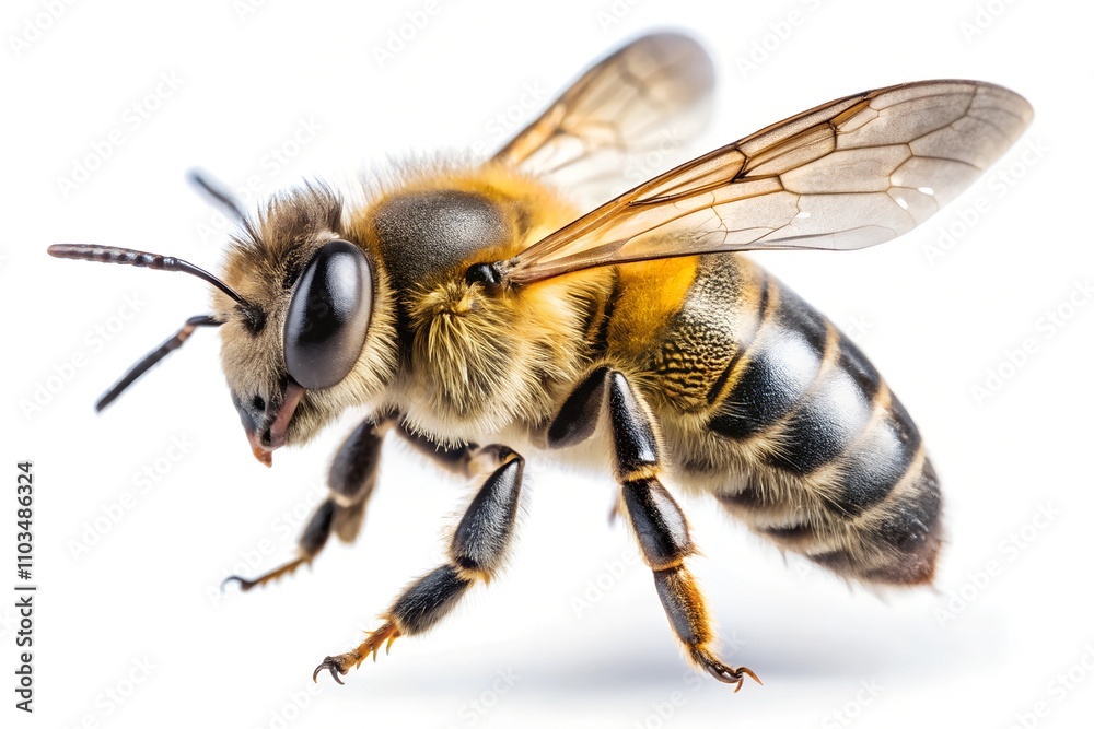 Stunning bee is flying on white background Stunning bee is flying on white background