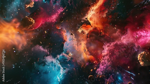 Wallpaper Mural Vibrant space scene with nebulae, stars, and cosmic gases. Torontodigital.ca