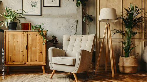 Modern style interior design 3d illustration