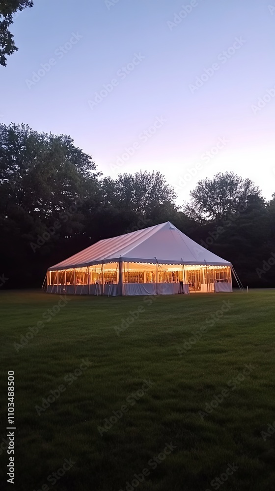 White Tent on a Grassy Lawn at Night White Tent on a Grassy Lawn at Night