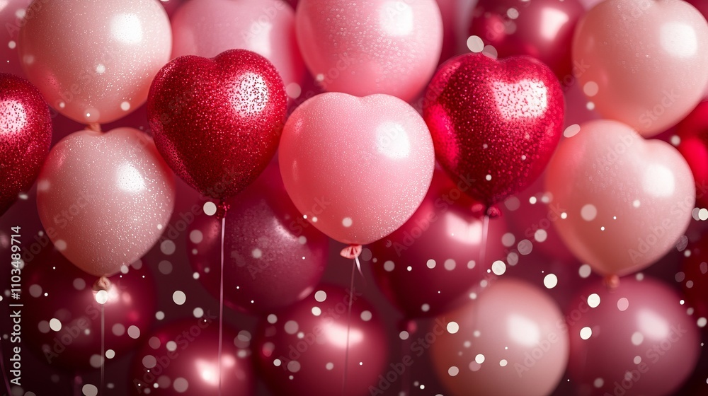 Heart Shaped Balloons in Vibrant Pink and Red - A Romantic Celebration Heart Shaped Balloons in Vibrant Pink and Red - A Romantic Celebration