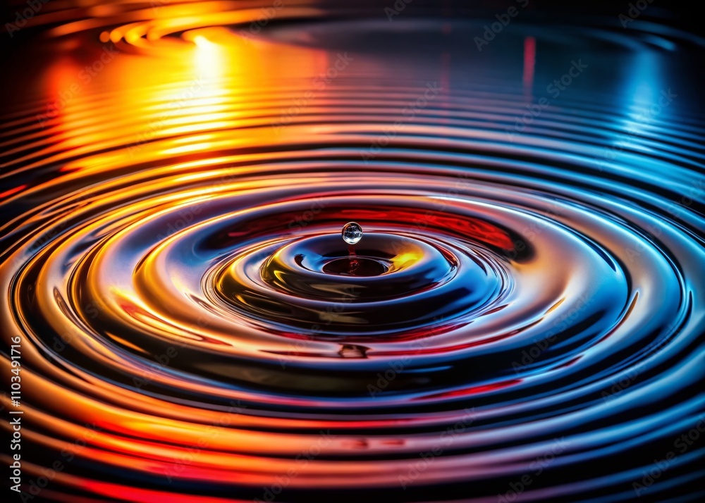 Close-up View of Concentric Water Ripples Creating Intriguing Patterns on a Black Reflective Surface Evoking Serenity and Depth in Nature's Design Close-up View of Concentric Water Ripples Creating Intriguing Patterns on a Black Reflective Surface Evoking Serenity and Depth in Nature's Design