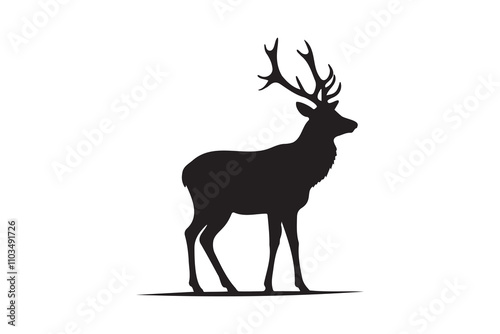 Black Silhouette Deer Vector