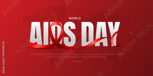 World AIDS Day Awareness 1st December illustration with red ribbon AIDS or HIV celebration day for poster. vector illustration.