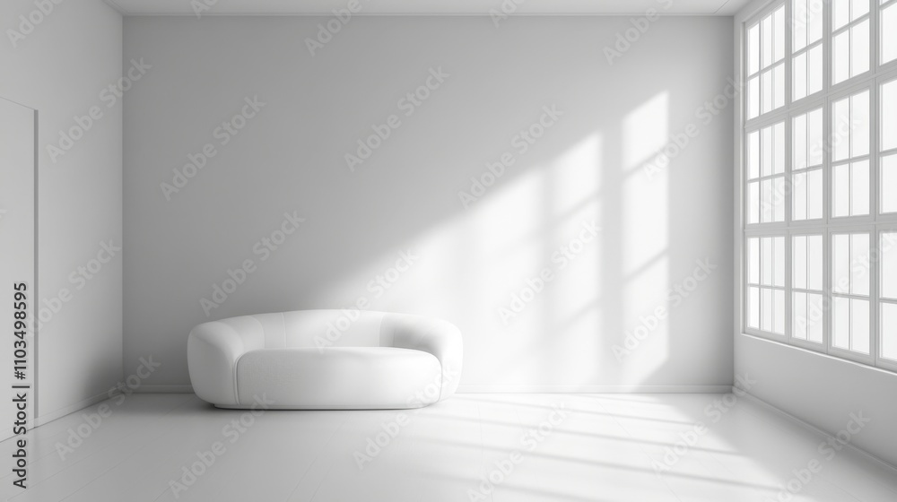 Minimalist White Living Room Design with Sunlight Minimalist White Living Room Design with Sunlight