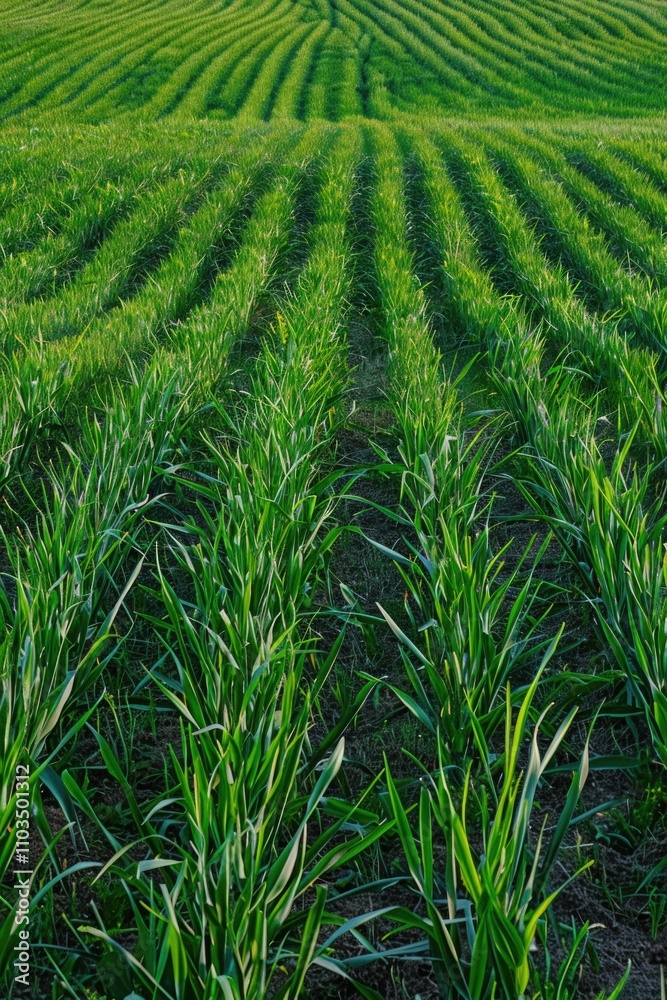 Field of green grass with a few brown spots. The grass is tall and the field is very green Field of green grass with a few brown spots. The grass is tall and the field is very green