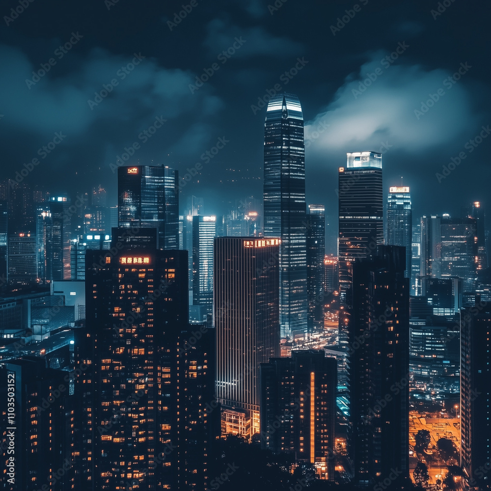 ビクトリアピークから見えるダウンタウンの夜景 ビクトリアピークから見えるダウンタウンの夜景