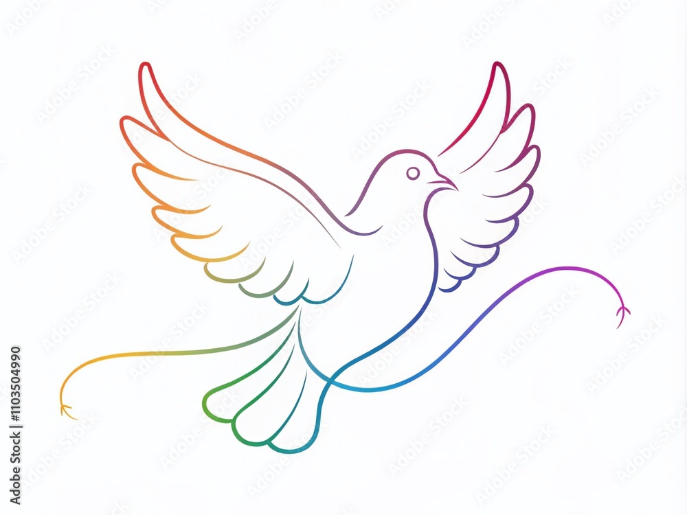 Obraz premium Continuous Line Drawing of a Dove Symbolizing Love and Peace in a Minimalistic Style for Modern Home Decor and Inspirational Art Prints