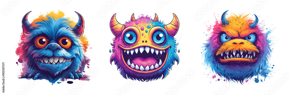 Colorful Monster Mascots - Fantasy Character Art Transparent PNG Colorful Monster Mascots - Fantasy Character Art Transparent PNG