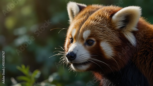 close up photo of a red panda in zoo