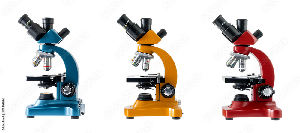 Collection of Modern Microscopes in Bold Colors Collection of Modern Microscopes in Bold Colors