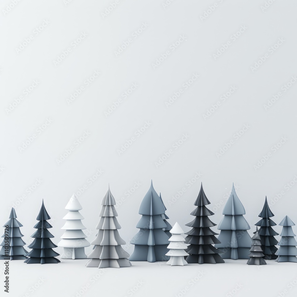 christmas trees on white background 3d. christmas trees on white background 3d.