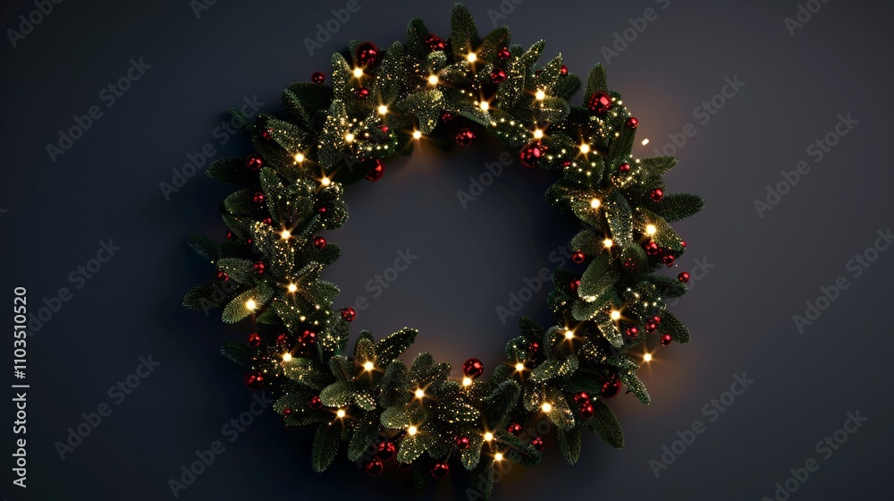Christmas wreath with lights. Christmas wreath with lights.