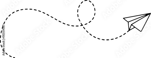 Paper airplane with dotted line vector. Travel symbol. vector illustration.