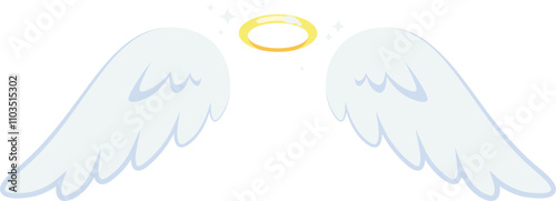Two angel wings with a golden circle in the center