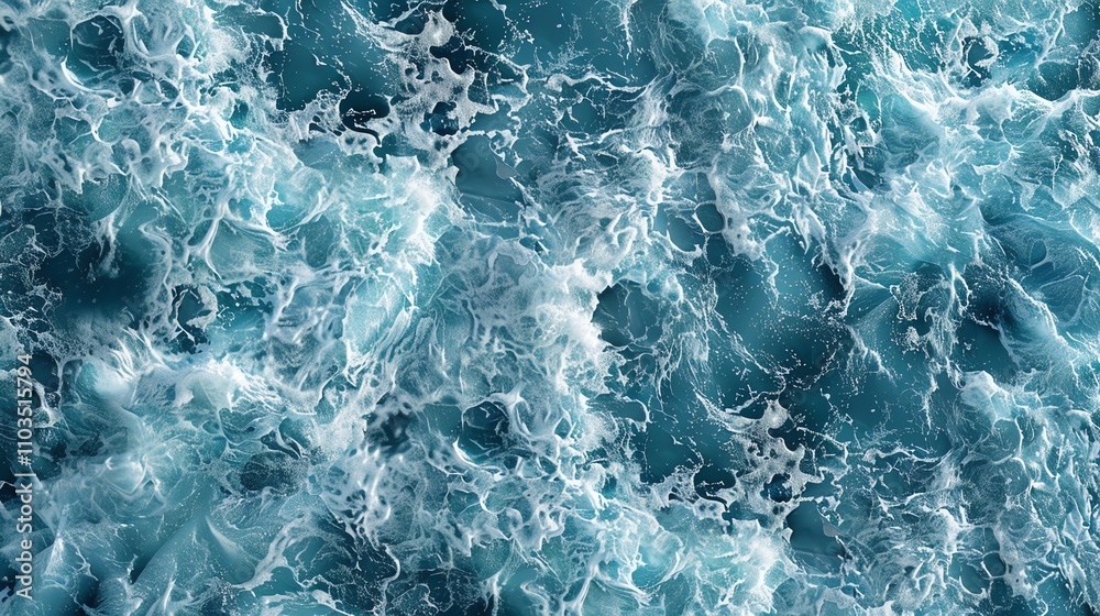 An aerial view of choppy ocean water. An aerial view of choppy ocean water.