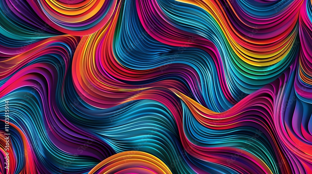 Fototapeta premium Abstract, colorful, 3D wavy shapes.