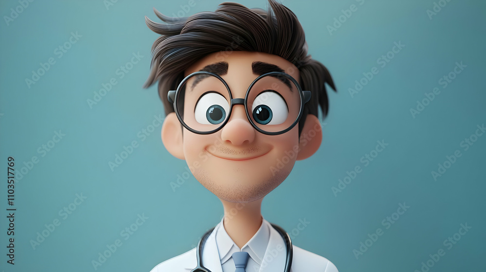 Smiling Cartoon Doctor 3D Render Smiling Cartoon Doctor 3D Render