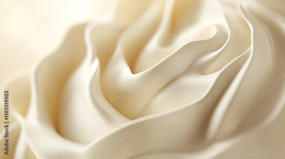Obraz premium Delicate curves of creamy icing intertwine, creating a beautiful floral pattern. The soft, neutral tones enhance the elegance of this artistic confectionery display.